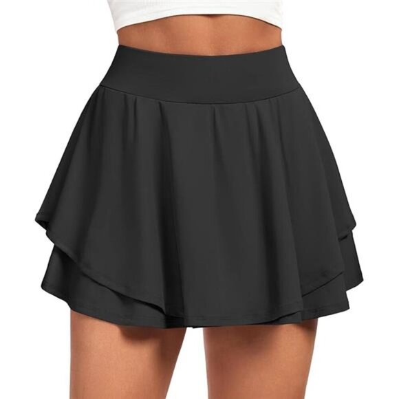 Womens Pleated Tennis Skirt Ruffle Golf Skort with Pockets Tummy Control - Picture 6 of 6